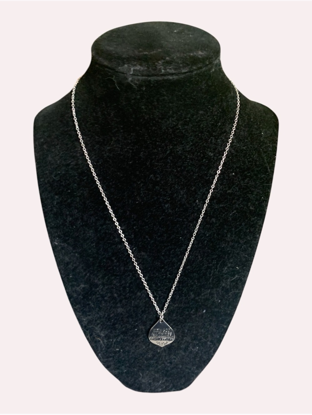 Unbranded Silver Christian Scripture Tear-Drop Pendant Necklace